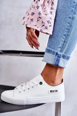 Big Star Shoes Trampki Damskie Big Star|Trampki Damskie Niskie*Damskie Skórzane Niskie Trampki Big Star KK274010 Białe Biały