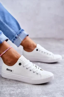 Big Star Shoes Trampki Damskie Big Star|Trampki Damskie Niskie*Damskie Skórzane Niskie Trampki Big Star KK274010 Białe Biały