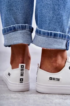 Big Star Shoes Trampki Damskie Big Star|Trampki Damskie Niskie*Damskie Skórzane Niskie Trampki Big Star KK274010 Białe Biały