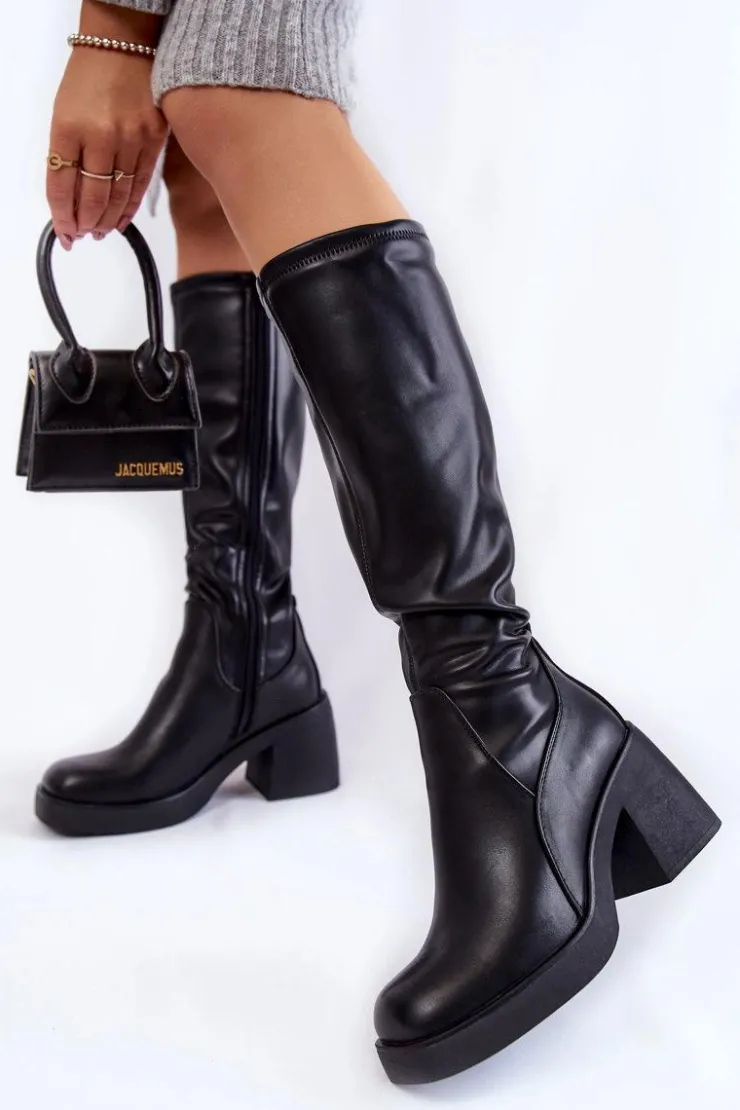 Damskie Buty Sergio Leone Damskie Skórzane Ocieplane Kozaki Na Zamek Czarne Slavis