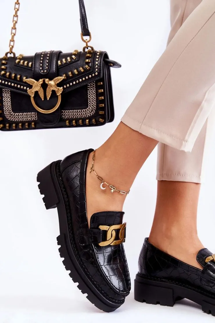 Damskie Boto Damskie Skórzane Półbuty La.Fi 210031B-XC Czarne