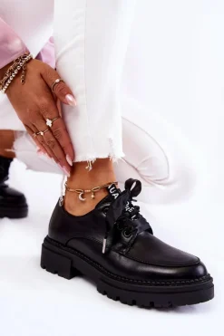 Boto Półbuty Lakierowane*Damskie Skórzane Półbuty La.Fi 210004B-PU Czarne