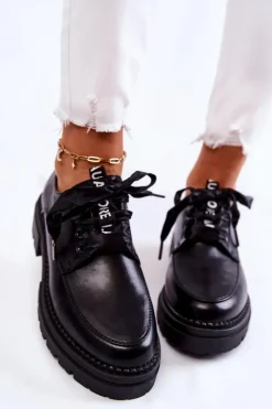 Boto Półbuty Lakierowane*Damskie Skórzane Półbuty La.Fi 210004B-PU Czarne