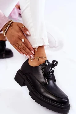 Boto Półbuty Lakierowane*Damskie Skórzane Półbuty La.Fi 210004B-PU Czarne