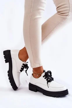 Damskie Boto Damskie Skórzane Półbuty La.Fi 210004W-PU Białe