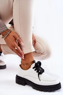 Damskie Boto Damskie Skórzane Półbuty La.Fi 210004W-PU Białe