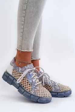 Maciejka Półbuty Skórzane*Damskie Skórzane Półbuty 05850-06 Niebieskie