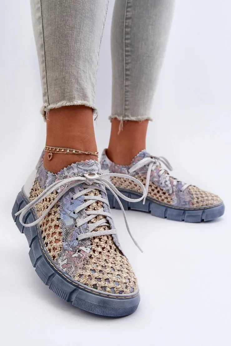 Maciejka Półbuty Skórzane*Damskie Skórzane Półbuty 05850-06 Niebieskie