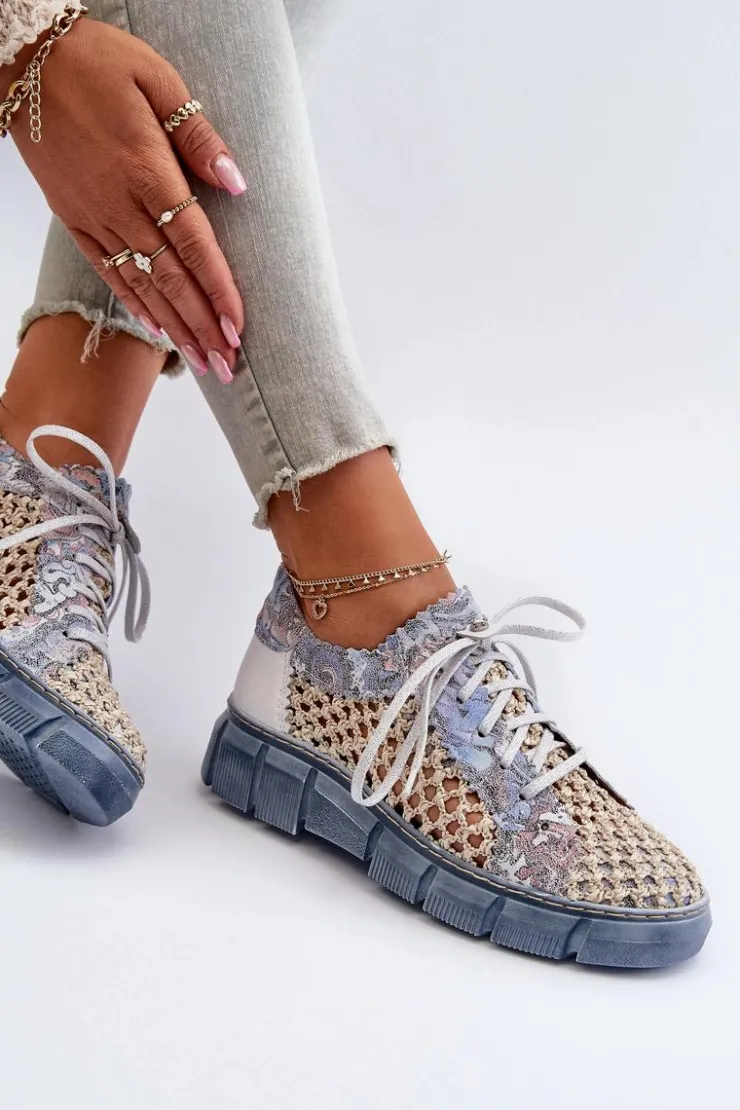 Maciejka Półbuty Skórzane*Damskie Skórzane Półbuty 05850-06 Niebieskie