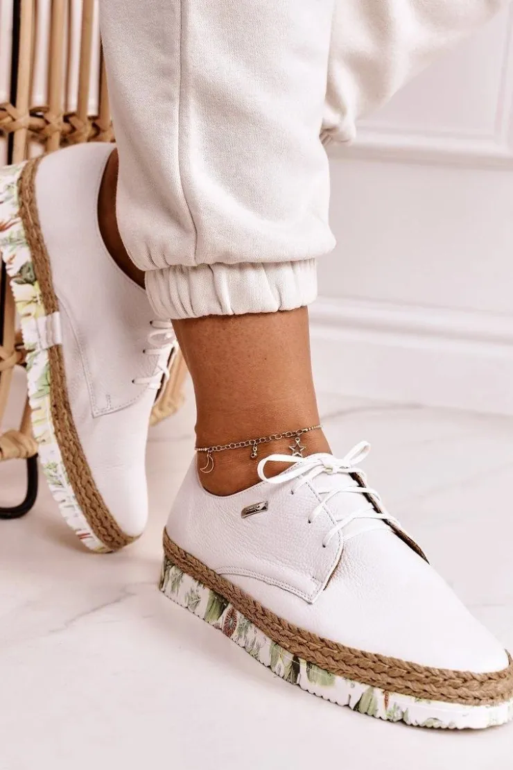 Damskie Maciejka Damskie Skórzane Półbuty Białe 02936-11