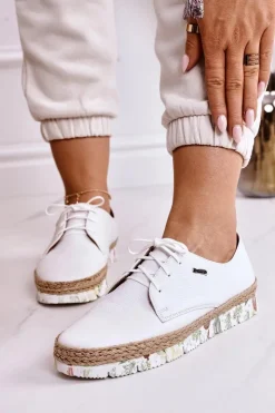 Damskie Maciejka Damskie Skórzane Półbuty Białe 02936-11