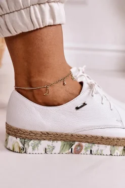 Damskie Maciejka Damskie Skórzane Półbuty Białe 02936-11