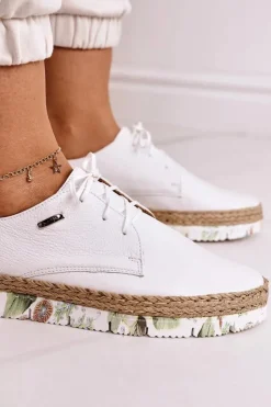 Damskie Maciejka Damskie Skórzane Półbuty Białe 02936-11