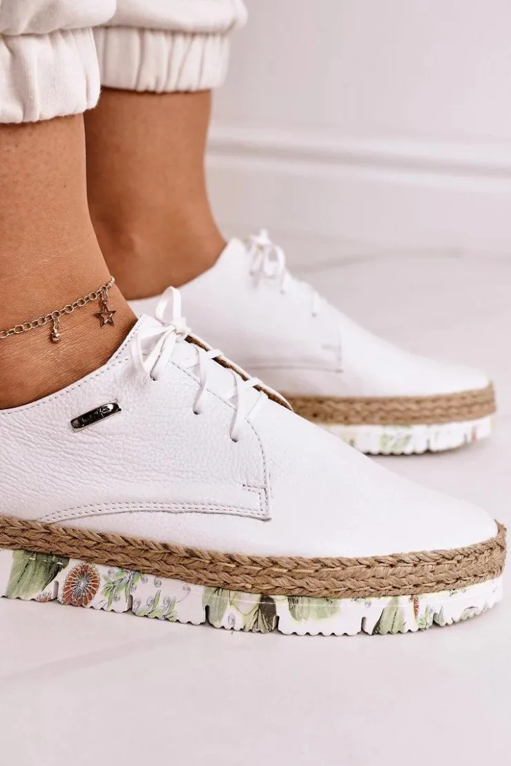 Damskie Maciejka Damskie Skórzane Półbuty Białe 02936-11