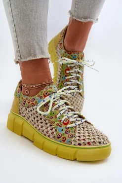 Maciejka Półbuty Skórzane*Damskie Skórzane Półbuty 05850-09 Limonkowe Zielony