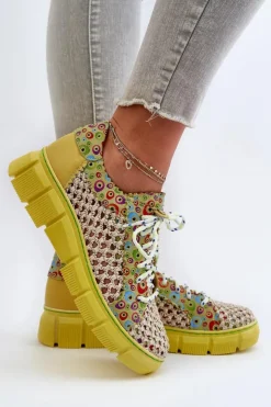 Maciejka Półbuty Skórzane*Damskie Skórzane Półbuty 05850-09 Limonkowe Zielony