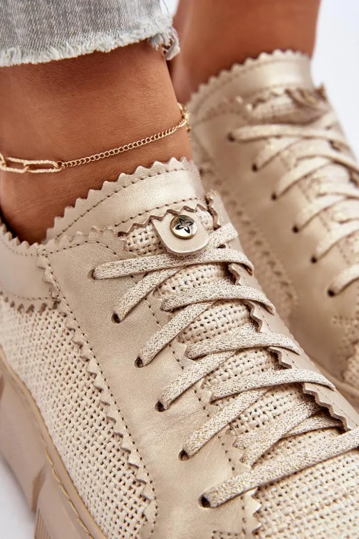 Damskie Maciejka Damskie Skórzane Półbuty 05850-22 Jasnobeżowe