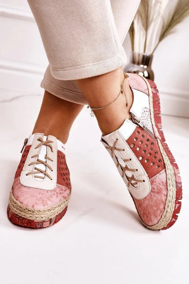 Hot Maciejka Damskie Skórzane Półbuty Koralowe 03339-43