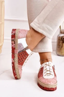 Hot Maciejka Damskie Skórzane Półbuty Koralowe 03339-43