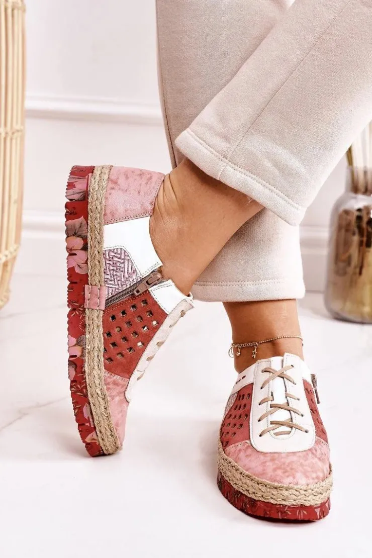 Hot Maciejka Damskie Skórzane Półbuty Koralowe 03339-43