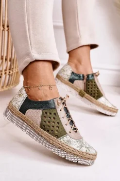 Discount Maciejka Damskie Skórzane Półbuty Zielone 03339-09