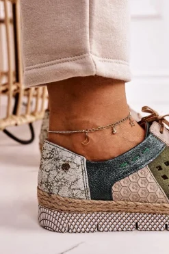 Discount Maciejka Damskie Skórzane Półbuty Zielone 03339-09