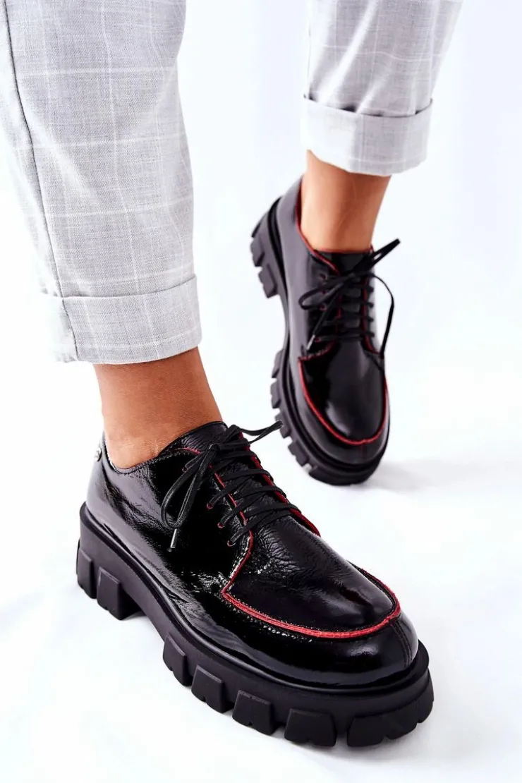 Hot Maciejka Damskie Skórzane Półbuty Czarne 5074A-01