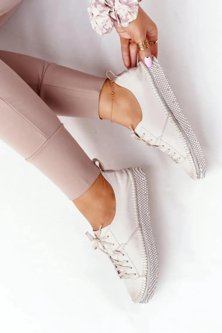 Maciejka Półbuty Skórzane*Damskie Skórzane Półbuty 05054-25 Złote