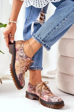 Damskie Maciejka Damskie Skórzane Półbuty Oxfordy 04087-46 Multikolor