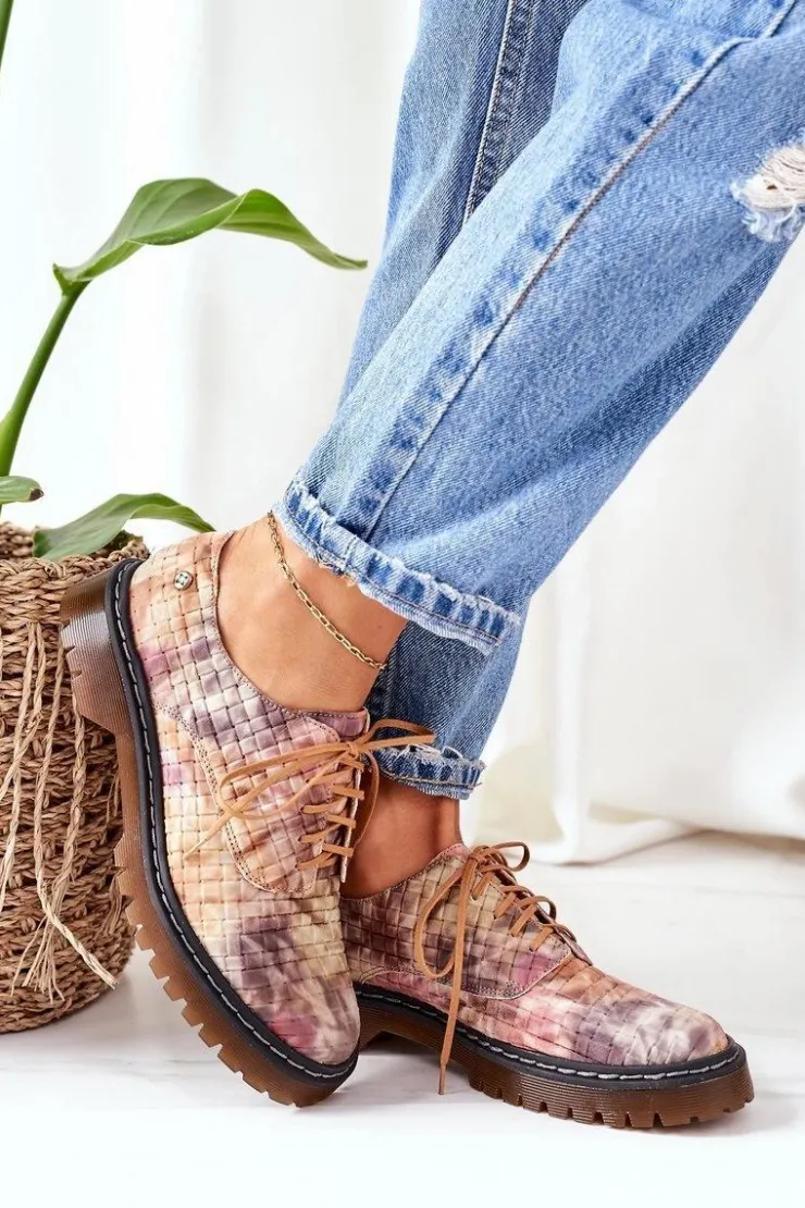 Damskie Maciejka Damskie Skórzane Półbuty Oxfordy 04087-46 Multikolor