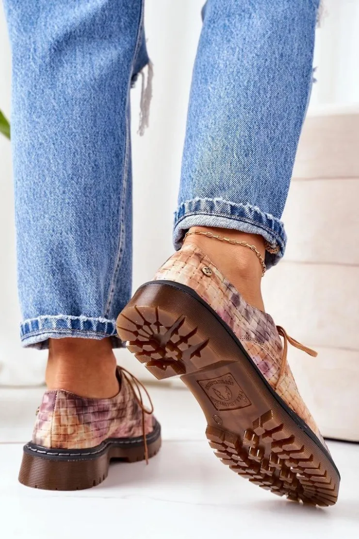 Damskie Maciejka Damskie Skórzane Półbuty Oxfordy 04087-46 Multikolor