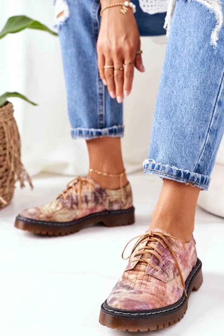 Damskie Maciejka Damskie Skórzane Półbuty Oxfordy 04087-46 Multikolor