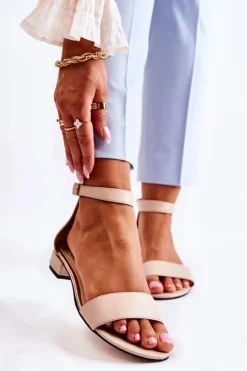 Damskie Boto Damskie Skórzane Sandałki Beżowe Shanley