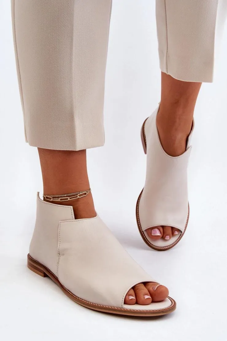 New Laura Messi Damskie Skórzane Sandały 2443 Białe