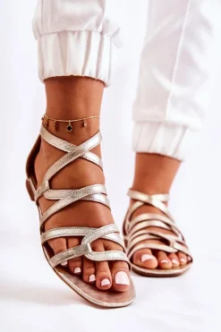 Maciejka Damskie Skórzane Sandały 05523-25 Złote