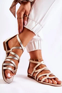 Maciejka Damskie Skórzane Sandały 05523-25 Złote