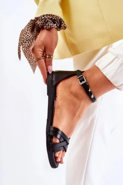 Damskie Maciejka Damskie Skórzane Sandały L4803-01 Czarne