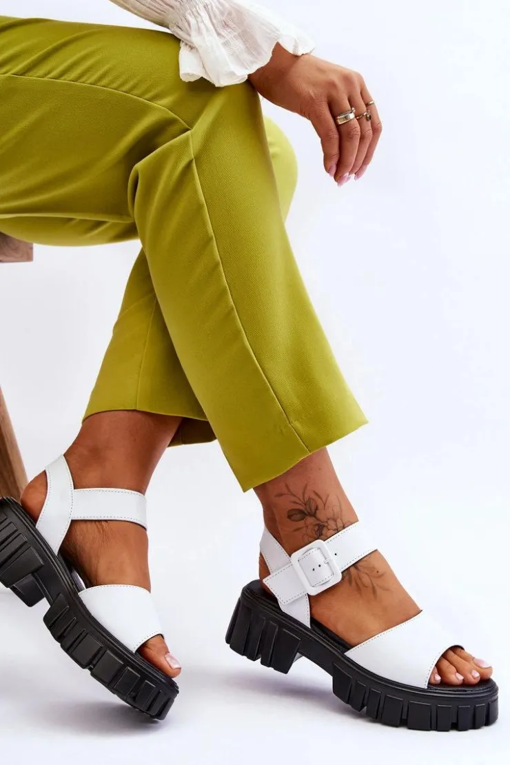 Online Buty damskie Vinceza Damskie Skórzane Sandały Na Płaskim Obcasie Białe Dean