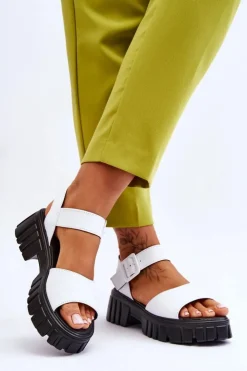 Online Buty damskie Vinceza Damskie Skórzane Sandały Na Płaskim Obcasie Białe Dean