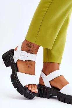 Online Buty damskie Vinceza Damskie Skórzane Sandały Na Płaskim Obcasie Białe Dean