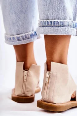 Damskie Damskie buty S.Barski Damskie Skórzane Sandały Na Szeroką Stopę Beżowe Catalise