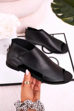 Best Boto Damskie Skórzane Sandały Nicole 2622 Czarne