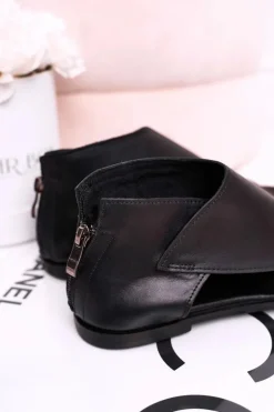 Best Boto Damskie Skórzane Sandały Nicole 2622 Czarne