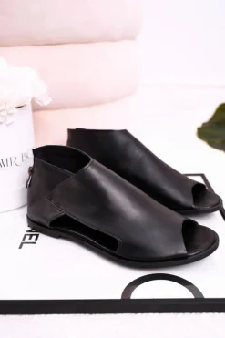 Best Boto Damskie Skórzane Sandały Nicole 2622 Czarne