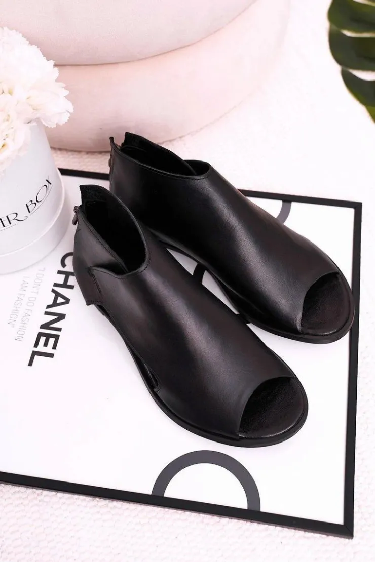 Best Boto Damskie Skórzane Sandały Nicole 2622 Czarne