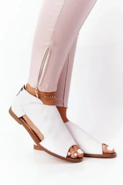 Boto Sandały Płaskie*Damskie Skórzane Sandały Nicole 2622 Białe