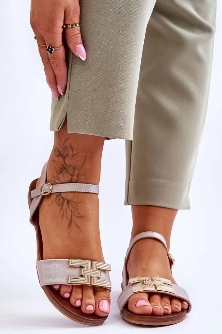 Damskie Damskie buty S.Barski Damskie Skórzane Sandały S.Barski KV-5541-37 Beżowe