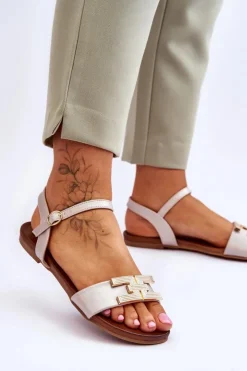 Damskie Damskie buty S.Barski Damskie Skórzane Sandały S.Barski KV-5541-37 Beżowe