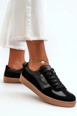 Buty damskie Vinceza Sneakersy Damskie*Damskie Skórzane Sneakersy Czarne Vinceza 7333