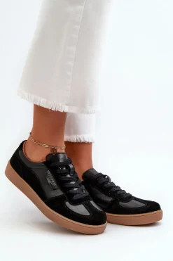 Buty damskie Vinceza Sneakersy Damskie*Damskie Skórzane Sneakersy Czarne Vinceza 7333